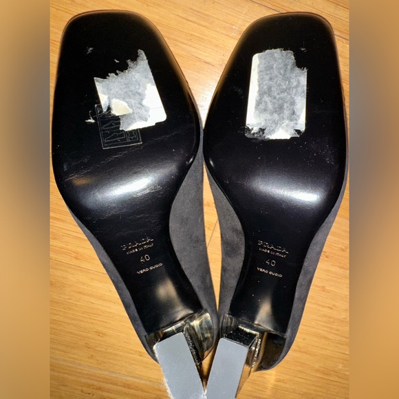 PRADA logo heeled black Suede Pumps SZ 40 (US SZ 10). Never worn. NWOT - Picture 7 of 12